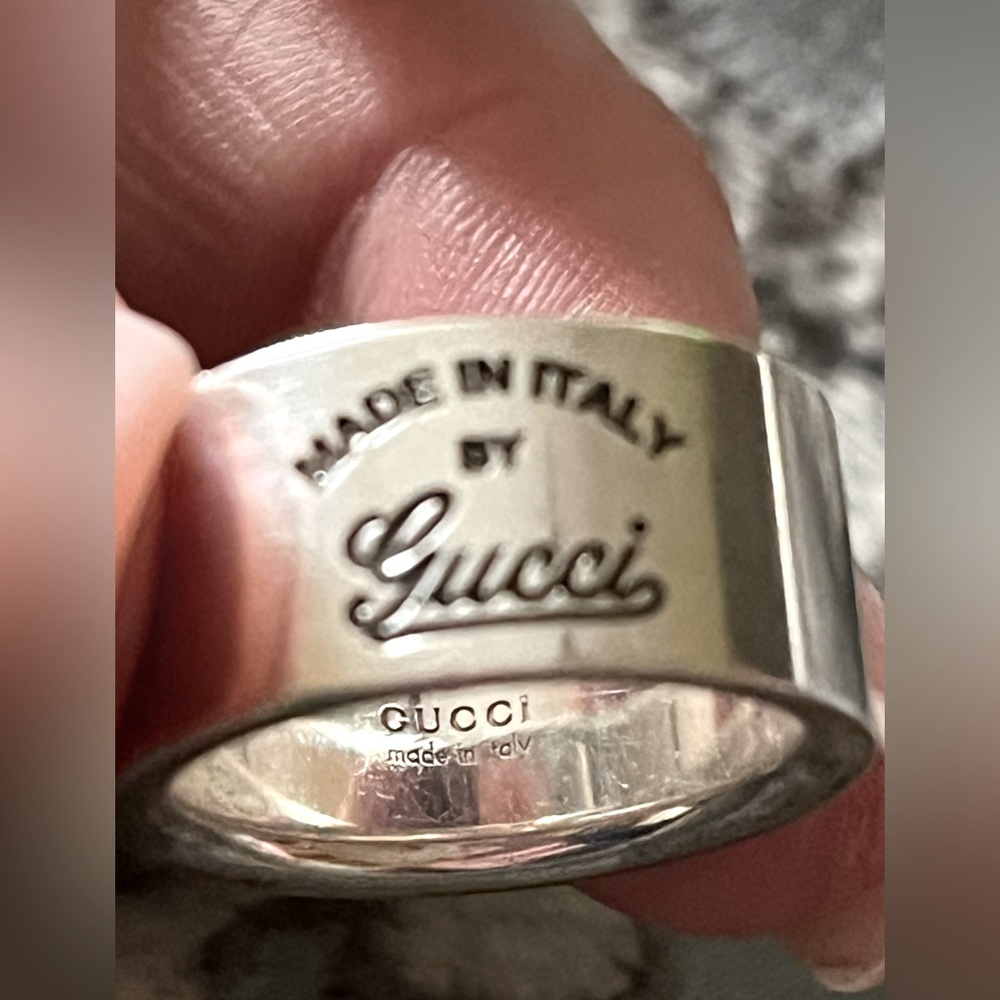 Gucci AG 925 Silver Made in Italy Signature Design Ring